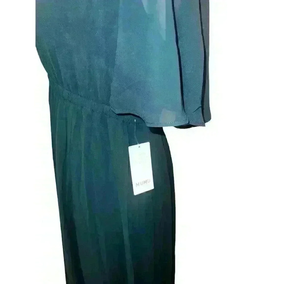 Show Me Your MuMu Dress Green Evergreen M Short Sleeve Maxi Wedding Party Event - Picture 5 of 10